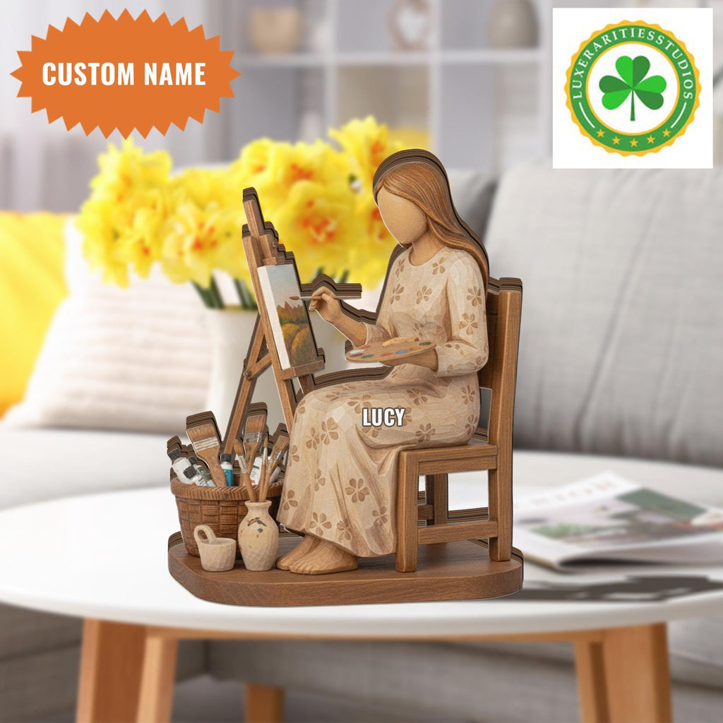 Personalized Artist Wooden Block, Custom Name Art Studio Decor