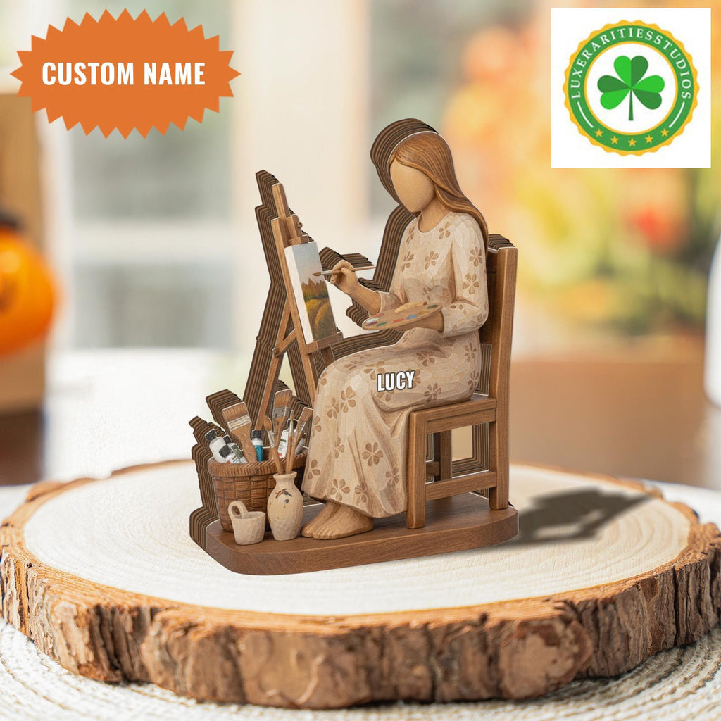 Personalized Artist Wooden Block, Custom Name Art Studio Decor