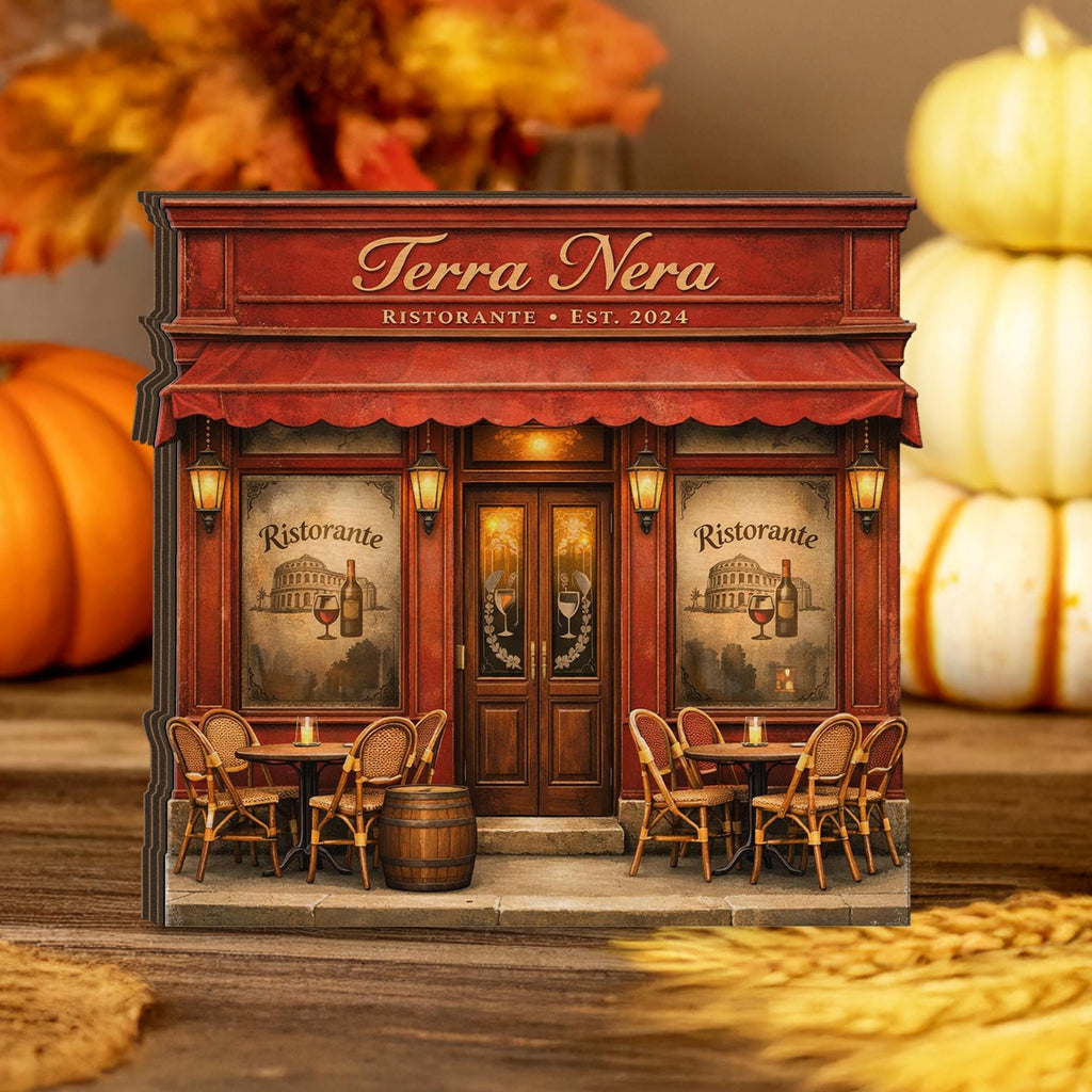 Custom Wooden Block Restaurant Name Miniature, Home Decor Gift