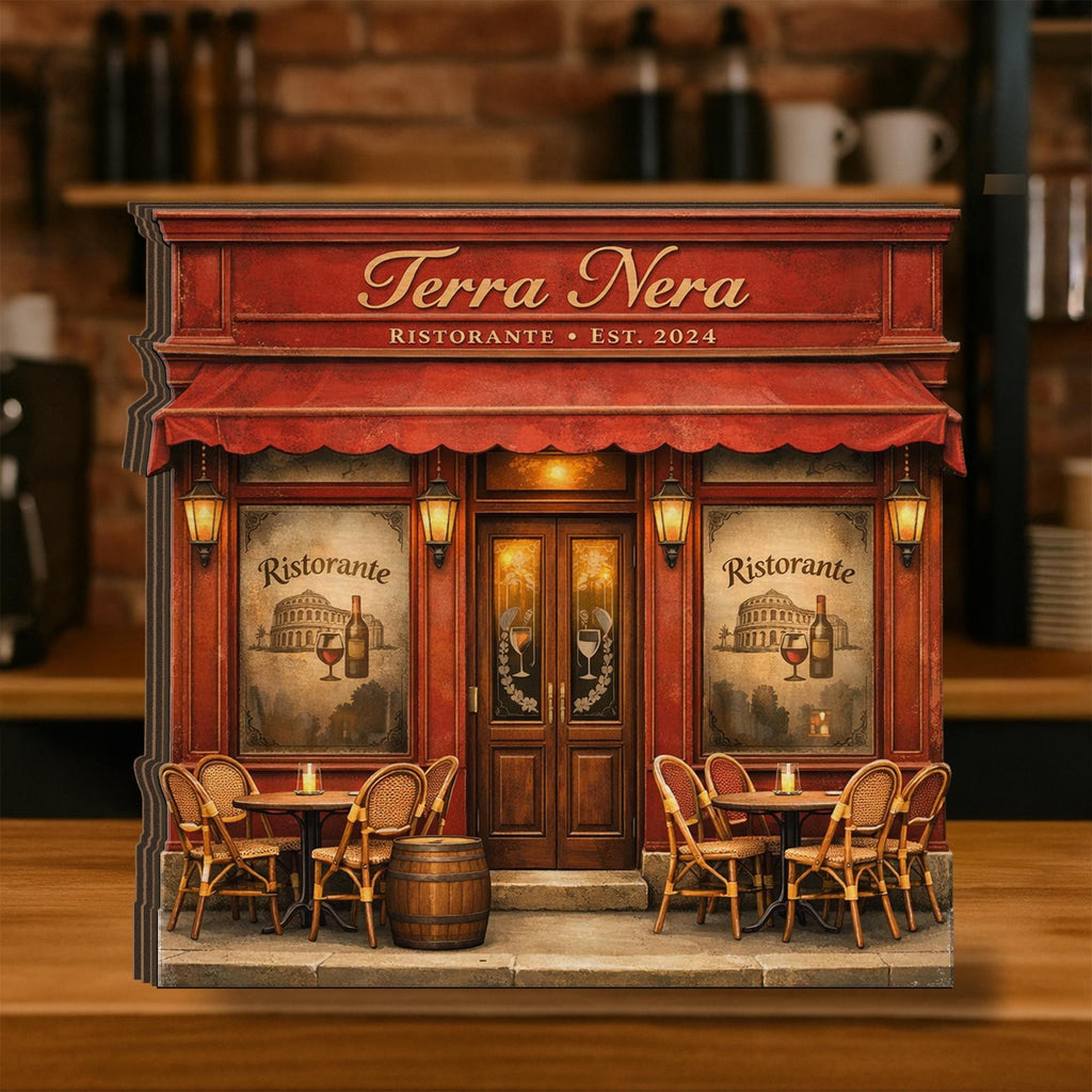 Custom Wooden Block Restaurant Name Miniature, Home Decor Gift