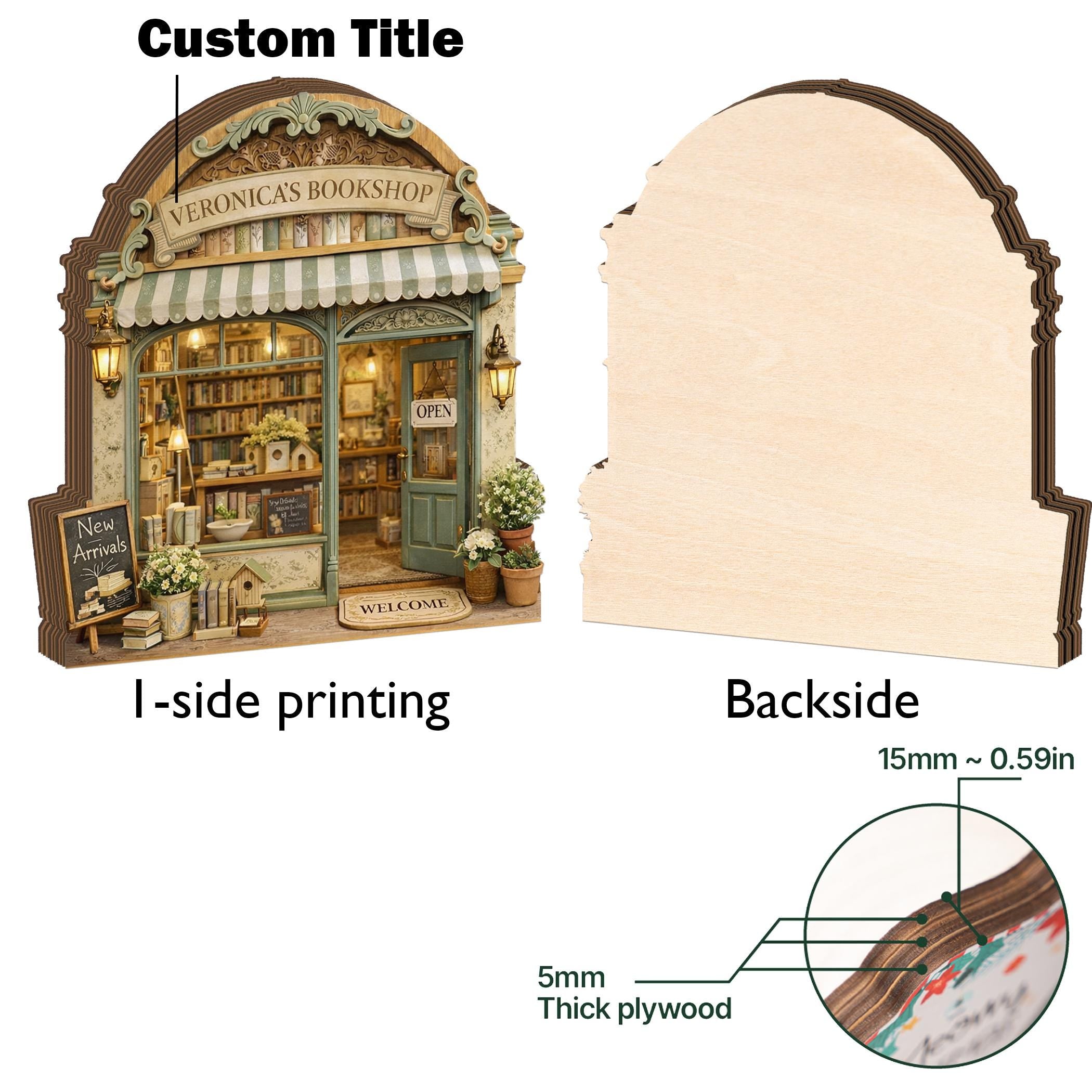Personalized Vintage Bookstore Wooden Block, Bookshop Decor, Custom Book Lover & Reader Gift, Bookshelf Decore, Library Decor, Bookish Gift