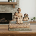 Personalized Mother Daughter Reading Scene Wooden Block Sign, Stacked Book Decor