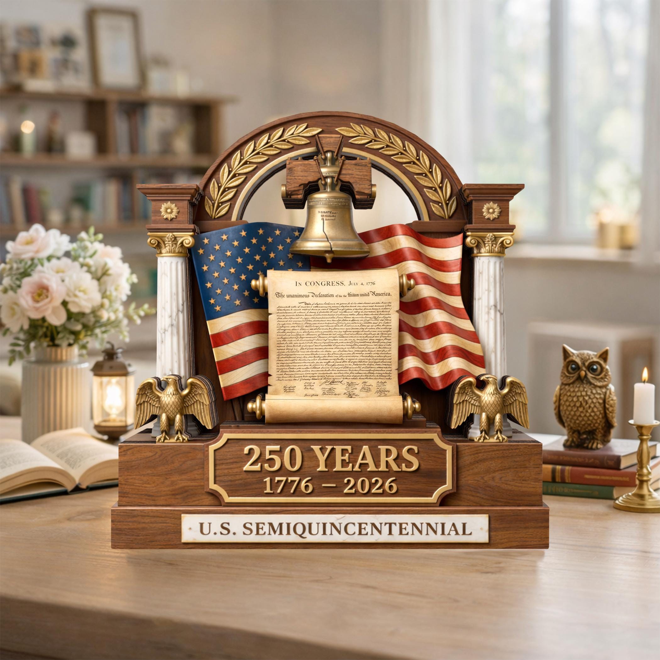 America 250th Anniversary Wooden Block Decoration, 1776-2026 Patriotic Decoration, USA Flag  Independence Day Decoration, 4th of Jully Decor