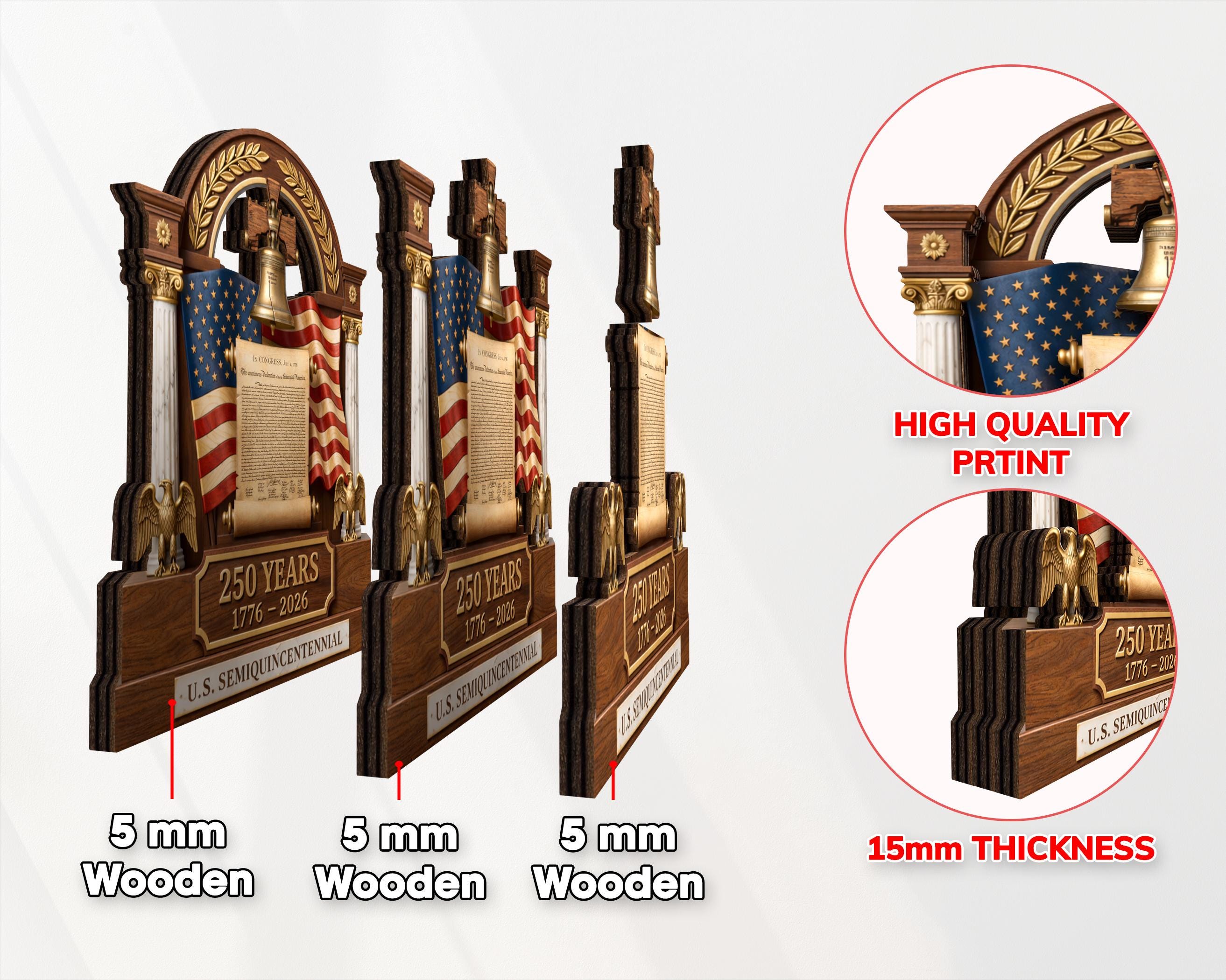 America 250th Anniversary Wooden Block Decoration, 1776-2026 Patriotic Decoration, USA Flag  Independence Day Decoration, 4th of Jully Decor