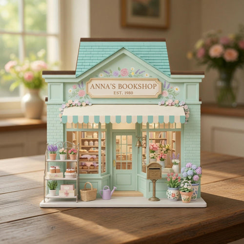 Custom Romantic Bookstore 2D Wooden Block, Floral Bookshop Decor, Cottagecore BookShelf Decor, Personalized Reading Nook, Book Lover Gift