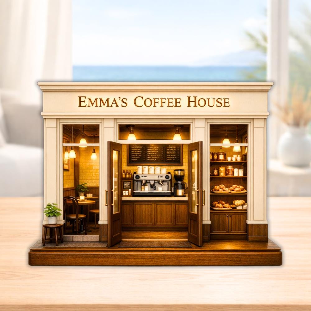 Personalized Coffee Shop Wooden Block Custom Mini Cafe Sign Rustic Shopfront Table Decor Cottagecore Kitchen Shelf Mothers Day Gifts For Mom