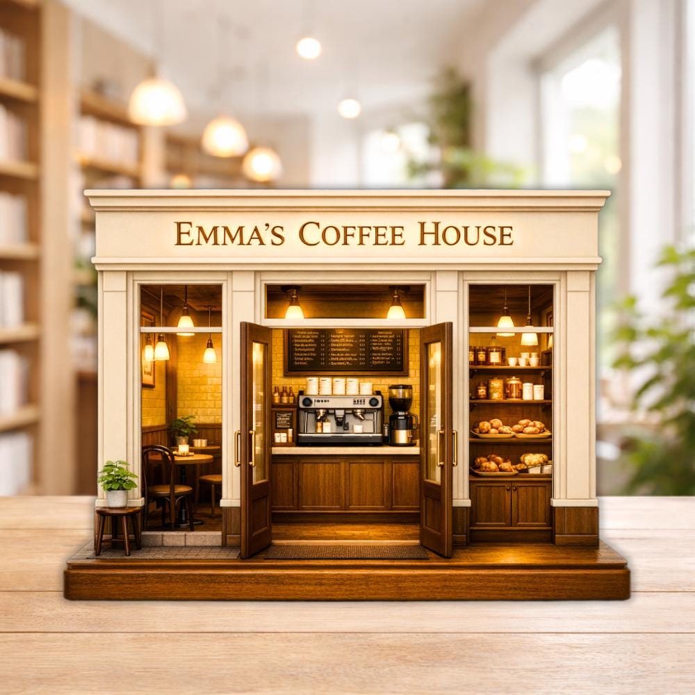 Personalized Coffee Shop Wooden Block Custom Mini Cafe Sign Rustic Shopfront Table Decor Cottagecore Kitchen Shelf Mothers Day Gifts For Mom
