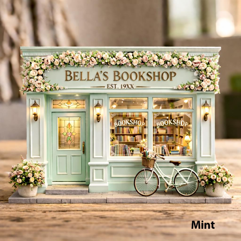 Personalized Mini Bookshop Decor - 2 Layered Wood Custom Name Bookstore Keepsake, Gift for Book Lover