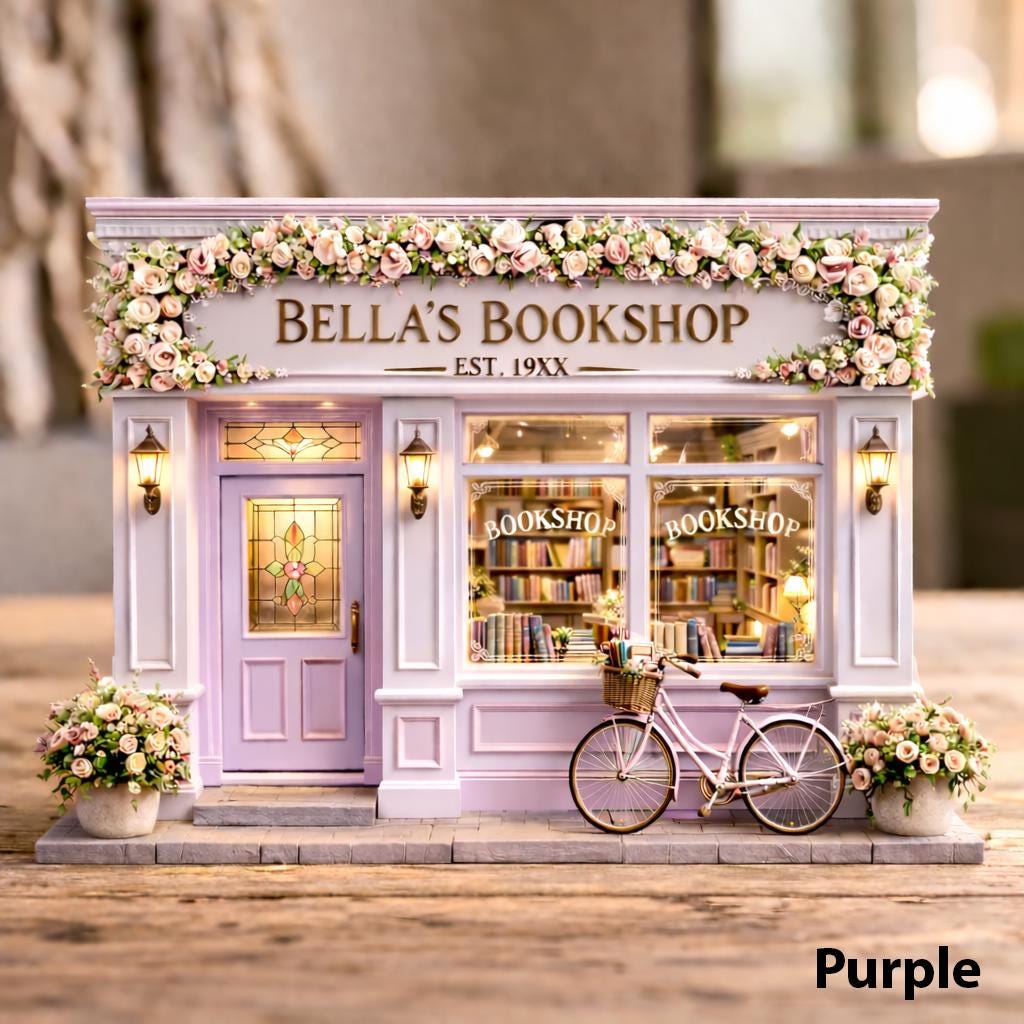 Personalized Mini Bookshop Decor - 2 Layered Wood Custom Name Bookstore Keepsake, Gift for Book Lover