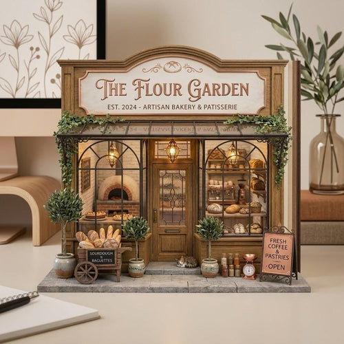 Custom Bakery Wooden Block Decor, Personalized Boulangerie Mini Shop, Pastry Patisserie Store Diorama, Gift for Baker Kitchen Decor