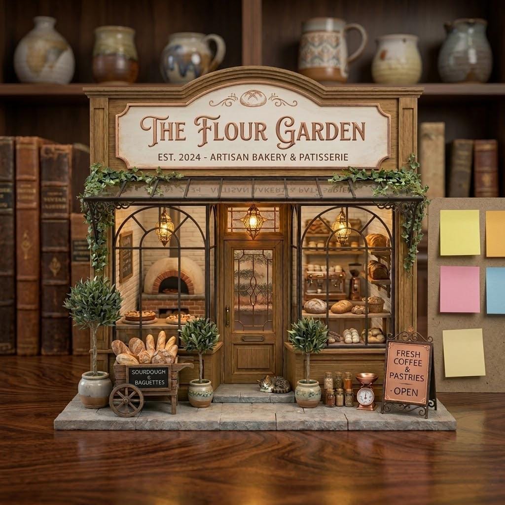 Custom Bakery Wooden Block Decor, Personalized Boulangerie Mini Shop, Pastry Patisserie Store Diorama, Gift for Baker Kitchen Decor