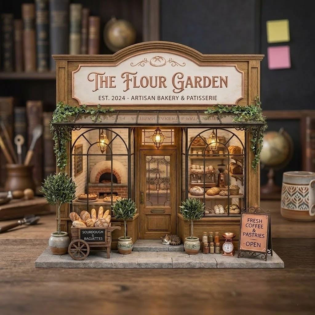 Custom Bakery Wooden Block Decor, Personalized Boulangerie Mini Shop, Pastry Patisserie Store Diorama, Gift for Baker Kitchen Decor