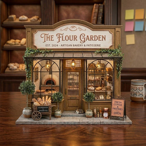 Custom Bakery Wooden Block Decor, Personalized Boulangerie Mini Shop, Pastry Patisserie Store Diorama, Gift for Baker Kitchen Decor