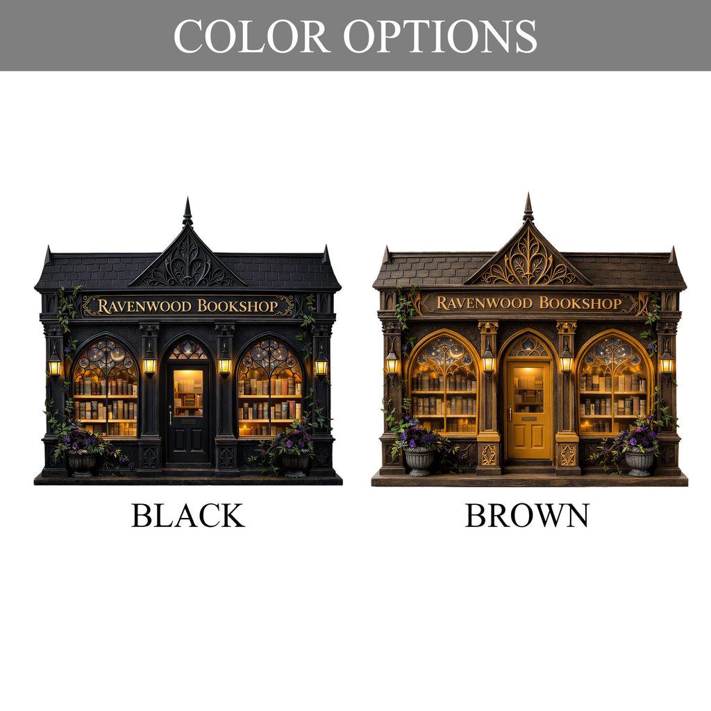 Personalized Layered Wood Mini Gothic Bookshop Decor – Custom Name Keepsake