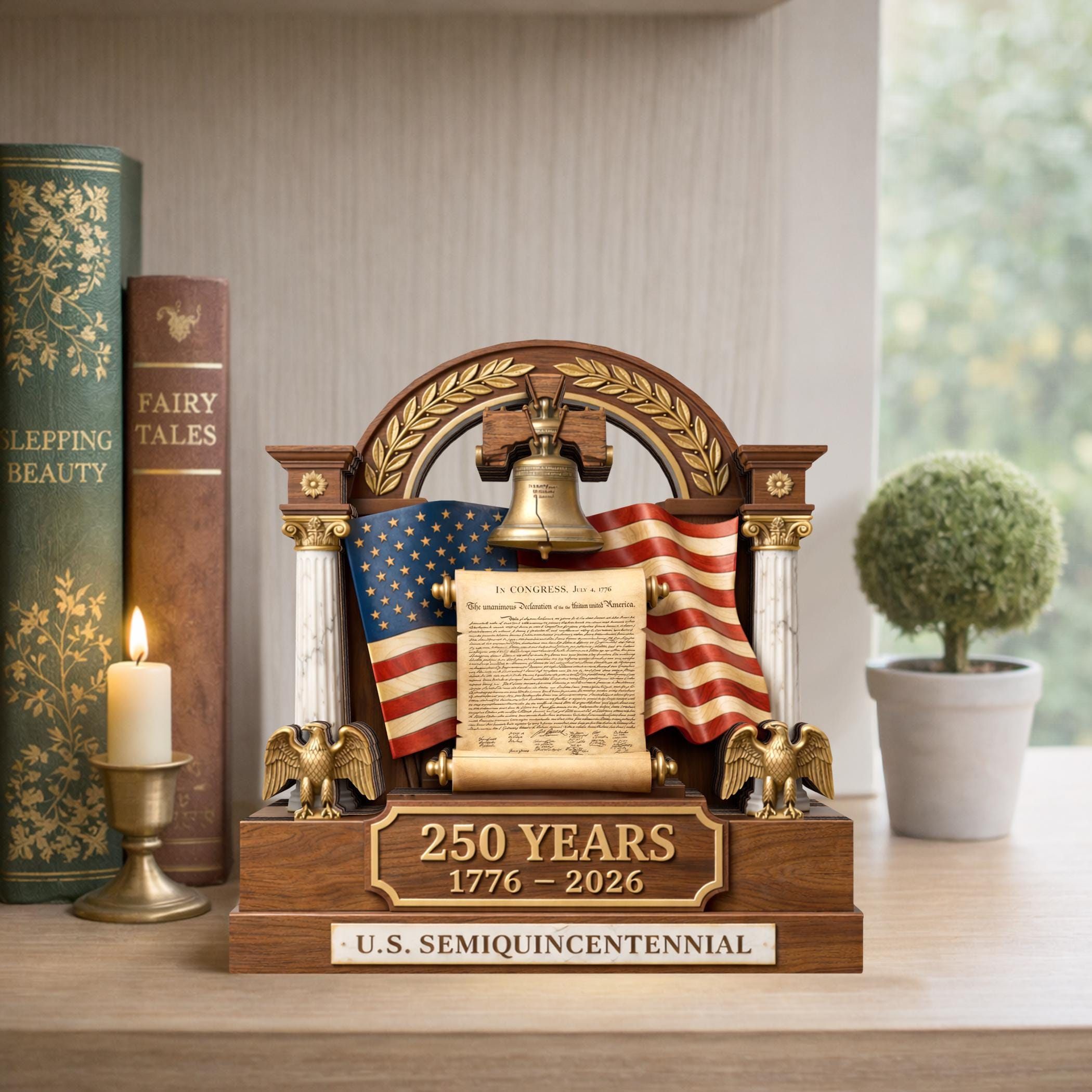 America 250th Anniversary Wooden Block Decoration, 1776-2026 Patriotic Decoration, USA Flag  Independence Day Decoration, 4th of Jully Decor