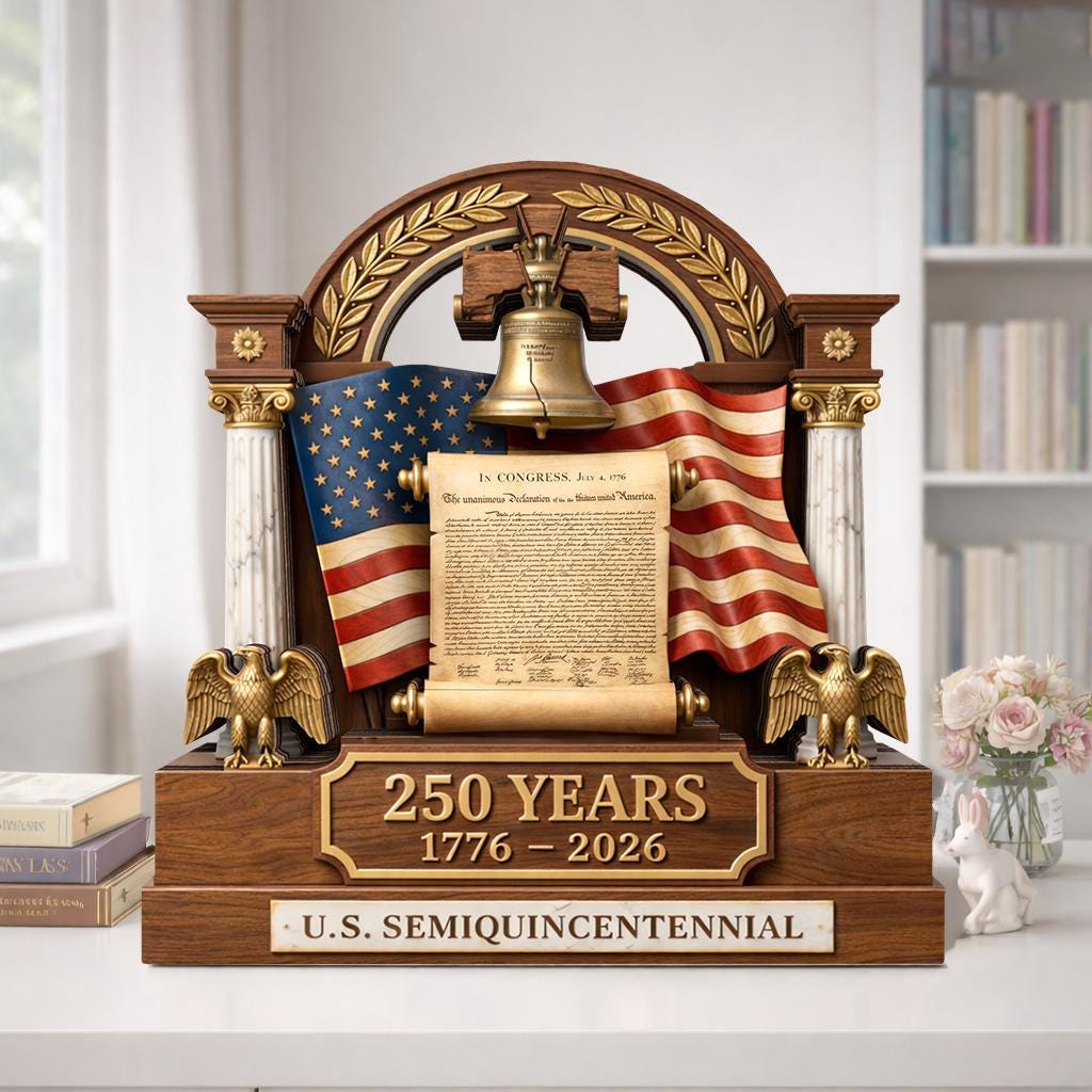 America 250th Anniversary Wooden Block Decoration, 1776-2026 Patriotic Decoration, USA Flag  Independence Day Decoration, 4th of Jully Decor