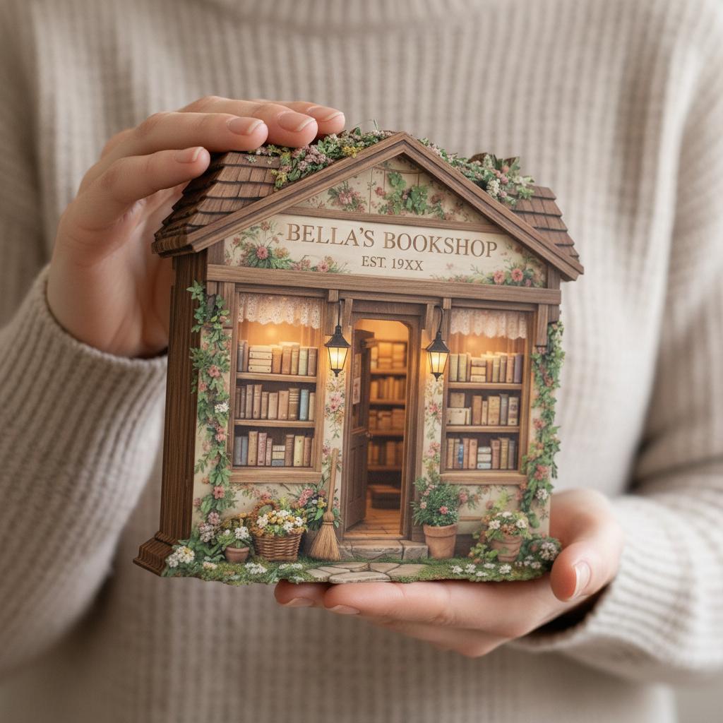 Custom Miniature Bookshop Diorama, Personalized Book Lover Gifts, Cozy Bookshelf Decor, Mini Library House, Reader Gift Idea, Bookstore Sign