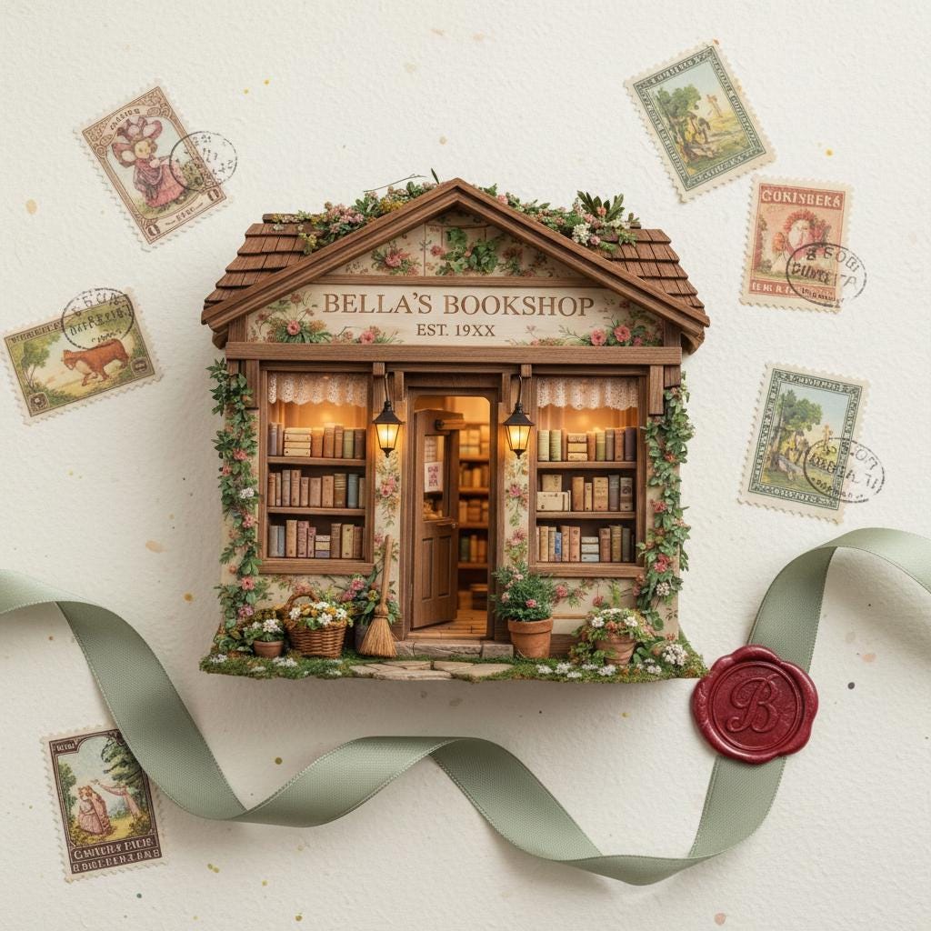 Custom Miniature Bookshop Diorama, Personalized Book Lover Gifts, Cozy Bookshelf Decor, Mini Library House, Reader Gift Idea, Bookstore Sign