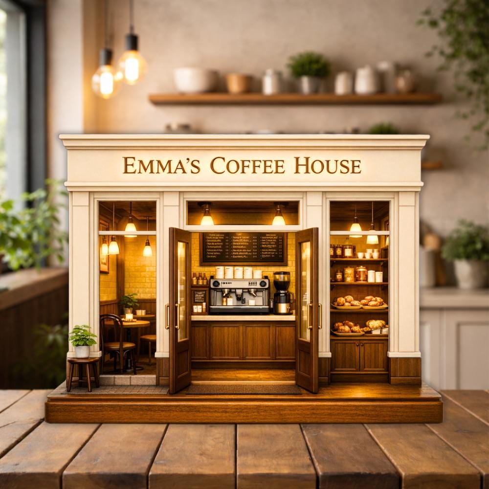 Personalized Coffee Shop Wooden Block Custom Mini Cafe Sign Rustic Shopfront Table Decor Cottagecore Kitchen Shelf Mothers Day Gifts For Mom