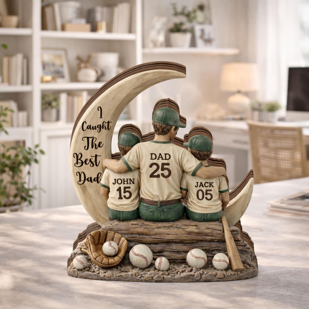 Personalized Baseball Dad 2D FLAT Wooden Block Gift, Father and Child Keepsake, Custom Dad Gift, Sports Dad Decor, Fathers Day Memory