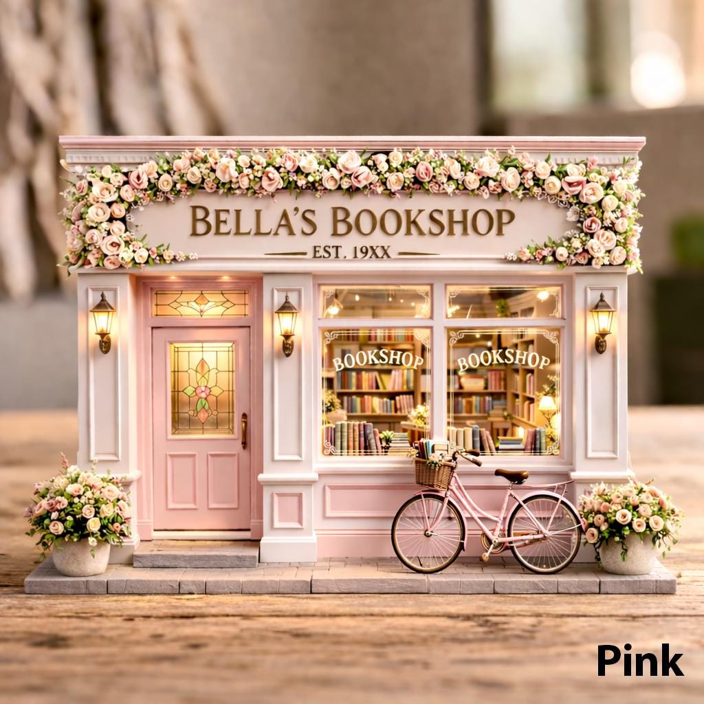 Personalized Mini Bookshop Decor - 2 Layered Wood Custom Name Bookstore Keepsake, Gift for Book Lover