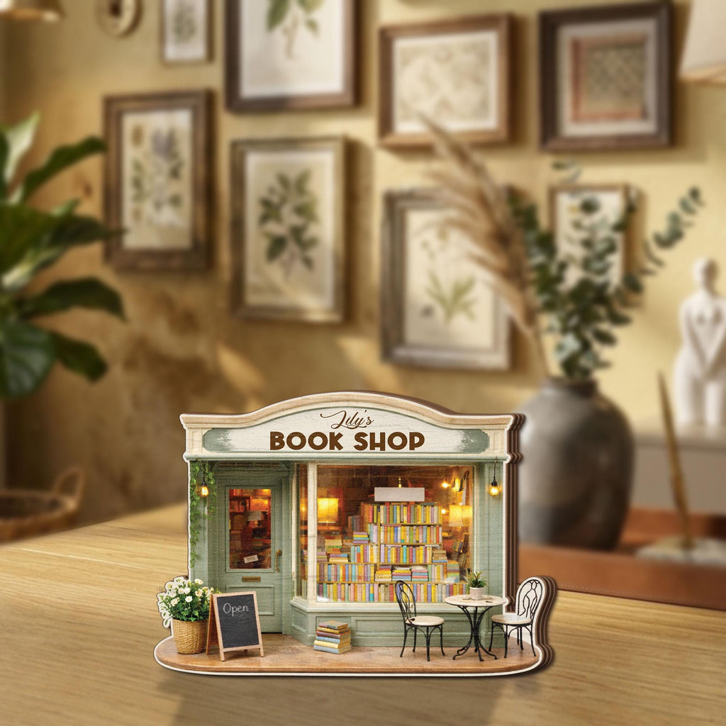 Personalized Book Shop Wooden Block, Custom Name Bookstore Decor, Mini Library Gift, Book Lover Gift, Cozy Reading Nook Sign