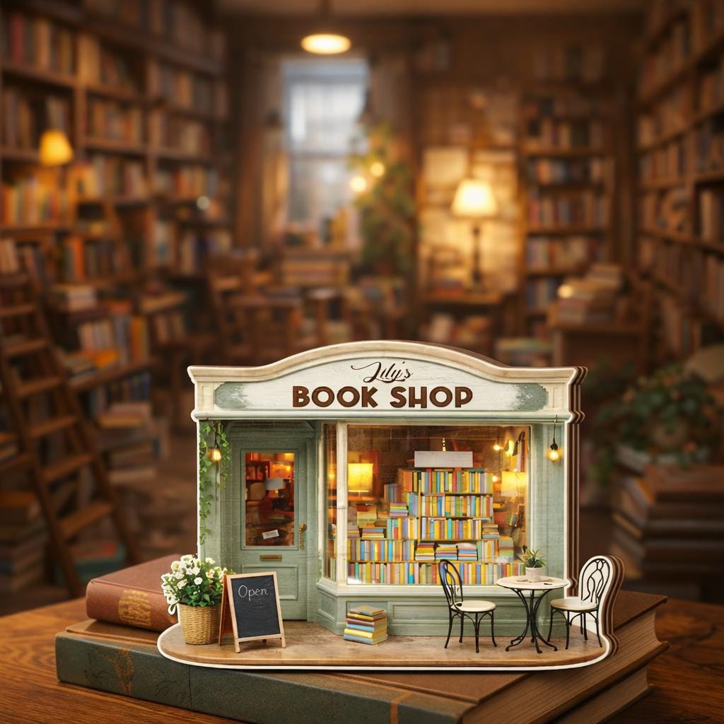 Personalized Book Shop Wooden Block, Custom Name Bookstore Decor, Mini Library Gift, Book Lover Gift, Cozy Reading Nook Sign