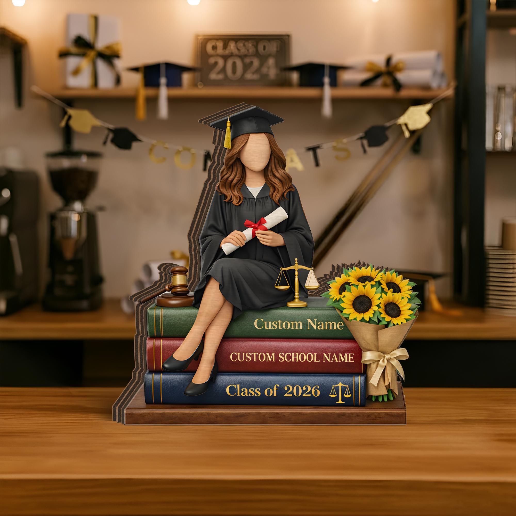 Custom Lawyer Graduation Wooden Block Personalized Law Graduate Class Year Name