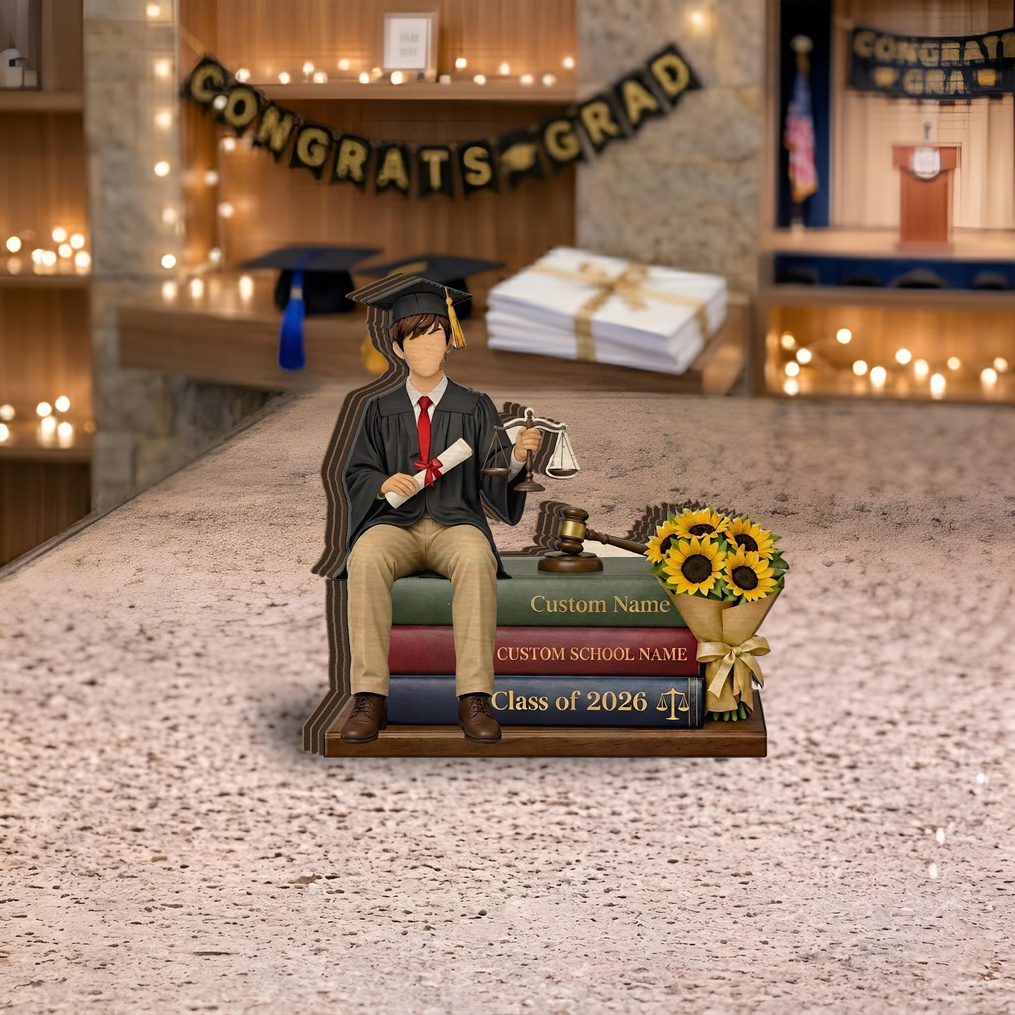 Custom Lawyer Graduation Wooden Block Personalized Law Graduate Class Year Name